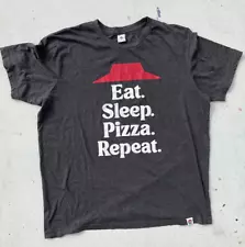 Men's Pizza Hut T-Shirt Gray Spell-Out XL Crust Pepperoni Fast Food Uniform