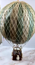 Striped Hot Air Balloon Model Blue/Teal Aviation Hanging Home Decor 22" Tall