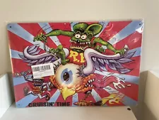 Metal Sign Rat Fink Kustom Kulture Hot Rod Garage Decor Ed Roth Bike Man Cave