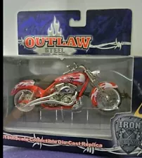 Arlen Ness Outlaw Steel, IRON LEGENDS SERIES Diecast Motorcycle Red/Silver NEW