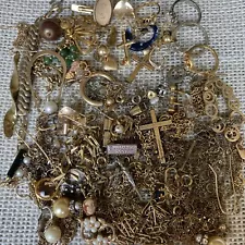 Gold Filled Scrap Junk Jewelry Lot - Vintage- Mod For Parts, Repair, Crafts