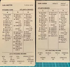 1973 ATLANTA BRAVES, STRAT-O-MATIC Baseball, ORIGINAL, NEAR MINT, 20 cards