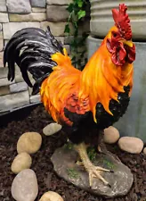 Country Farm Chicken Morning Crow Alpha Rooster Figurine Large Statue Home Decor