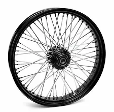 Black Ultima 60 Spoke Billet 21 x 3.5" Single Front Wheel for Harley and Customs