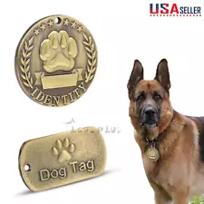 Brass Personalized Dog Tags Military Custom Engraved Pet Name ID Tag For Collar