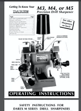 Darex M3 M4 M5, Precision Drill Sharpener, Operator Instruction Parts Manual