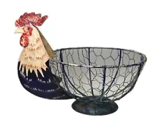 Chicken Hen Rooster Wire Mesh Basket Egg Storage Country Kitchen