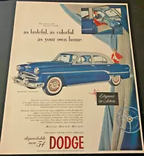 Blue 1954 Dodge Royal V-8 Sedan - Vintage Original Color Print Ad / Wall Art