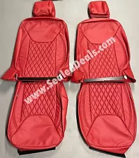 Red Diamond Leather Seat Covers For 2013-18 Jeep Wrangler JK - Front Seats Only