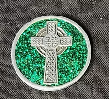 Irish Celtic Cross Enameled Pocket Token Coin w Irish Blessing Verse Coin w Gree