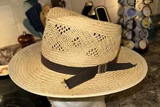 Amish Mennonite Men’s Natural Straw SUNSET Hat Large Plain Clothing Made In USA