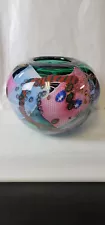 Wes Hunting Studio Art Glass Hand Blown Vase 7"×8.5"