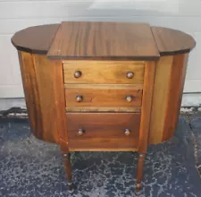 Antique Walnut Mahogany Wood Martha Washington Sewing Cabinet Stand Table