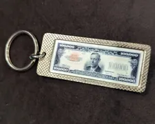 One Hundred Thousand Dollar Bill Metal Novelty Keychain 100,000