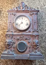 Antique American Waterbury Cast Iron Front Chime Clock 15" tall For Parts or Rep