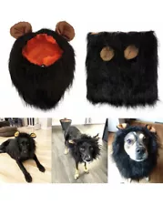 Lions Mane for Large Pet Dog Halloween Costumes, Black Wig with Ears