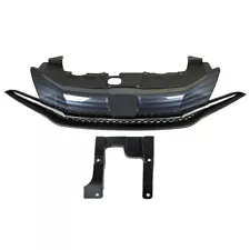 For 2014 2015 Honda Civic Coupe 2-Door Front Upper Grille W/Chrome Trim Black (For: 2015 Honda Civic)