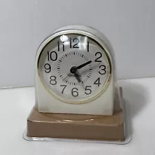 Vintage Westclox Wind Up Alarm Clock White Retro Glow Hands USA Made