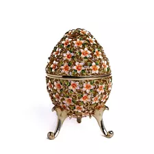 Large Flower Egg Trinket Box Handmade by Keren Kopal Austrian Crystals