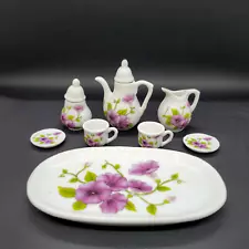 Royal Norfolk Miniature Porcelain Tea Set For Two - Morning Glory Flowers