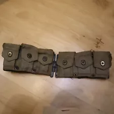 WW2 WWII U.S. ARMY M1 GARAND? 10 POCKET AMMO BELT CARTRIDGE DATE UNKNOWN 1940s?