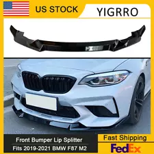 For 19-21 BMW F87 M2 Competition CS Style Front Bumper Lip Gloss Black Splitter