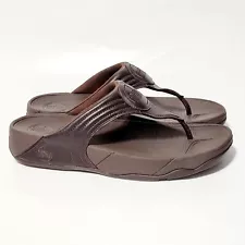 Fitflop Walkstar Brown Leather Flip Flop Sandals Wobble Board Shoes Wm 10US 42EU