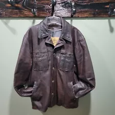 STS Ranchwear Texas The Preacher Brown Leather Jacket Size L Distressed