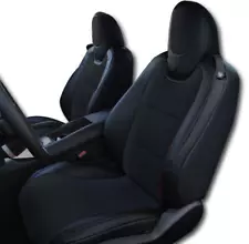 FOR 2010-2015 CHEVY CAMARO BLACK IGGEE S.LEATHER CUSTOM FIT 2 FRONT SEAT COVERS