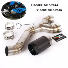 For BMW S1000RR S1000R 2010-2016 Carbon Exhaust Tips Tail Muffler Mid Link Pipe (For: 2010 BMW S1000RR)