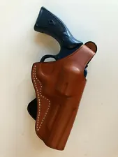 Leather PADDLE Holster for S&W K Frame REVOLVER with 4" barrel (#3410 BRN)