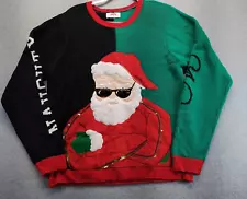 Santa Claus Men's Sweater Multicolor Size L 42-44 Naughty or Nice Ugly Christmas