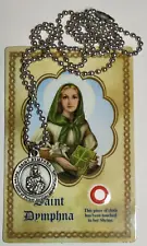 St. Dymphna Medal Pendant & Relic Holy Card - Patron Saint Stress Anxiety Mental