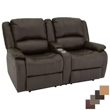 RecPro Charles 64" RV Recliner Loveseat with Console RV Sofa