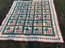 Handmade Quilt Christmas Tree Basket Patchwork 69 L x 61 W Vintage