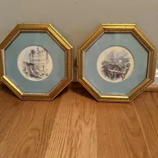 ( 2 )Vintage Rudolf Lesch Fine Arts Prints Turner Views Framed Gold Shantung Art