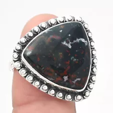 Natural Blood Stone - India 925 Sterling Silver Ring s.8 Jewelry R-1124