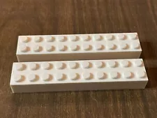 Bulk Lot x 2 Pieces LEGO 3006 White 2x10 Bricks Replacement Parts