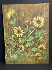 Original Vintage Beautiful Sunflower painting by Sister Imelda 1968 12" x 16"