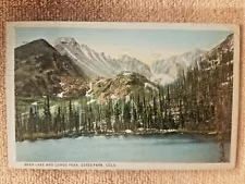 VINTAGE POST CARD OF BEAR LAKE AND LONGS PEAK, ESTES PARK COLO