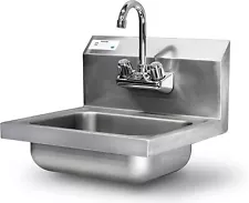 17"L x 16"W Stainless Steel Commercial Wall Mounted Hand Sink with Gooseneck ...