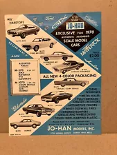 1970 JOHAN 1/25 SCALE MODEL CAR SALES FLYER FOR MODEL CAR KITS JAVELIN,GTX,442