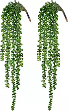 2pcs Artificial Succulents Hanging Plants Fake String of Pearls for Wall Home Ga