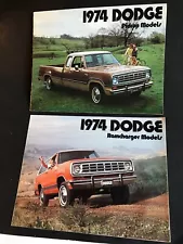 1974 DODGE PICKUPS & RAMCHARGER MODELS: TWO CAR DEALERSHIP SALES BROCHURES