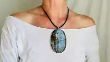 Labradorite Silver Pendant Necklace. Sterling Silver. 2380