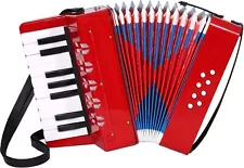 Accordion 17 Keys Mini Accordian,Musical Instrument,8 Bass Button Piano New