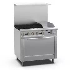 New 36" Commercial Gas Ranges 4 Burners W/Standard Oven 12'' Griddle-135000 BTU