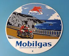 VINTAGE MOBILGAS GASOLINE PORCELAIN MOBIL OIL PEGASUS MOTORCYCLE SERVICE SIGN