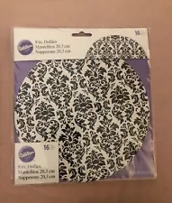 Wilton Cake Doilies 8 Black/White Damask Design - (16 Pack)