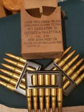 Original 6.5 7.35 Italian Carcano Carbine Enbloc Blued Stripper Clip 3 Pack+Box